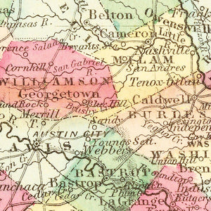 Vintage Map of Texas 1861