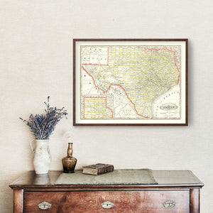 Vintage Railroad Map of Texas 1888