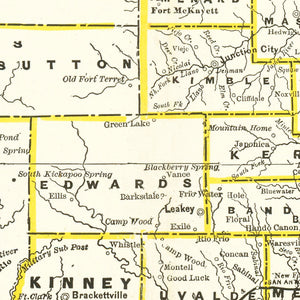 Vintage Railroad Map of Texas 1888