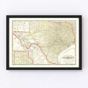 Vintage Railroad Map of Texas 1888