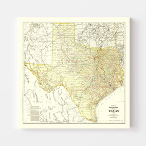 Vintage Railroad Map of Texas 1912