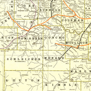 Vintage Railroad Map of Texas 1912