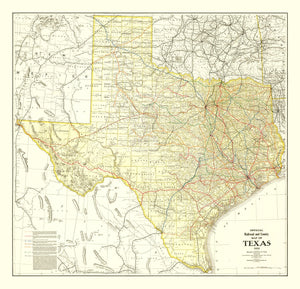 Vintage Railroad Map of Texas 1912