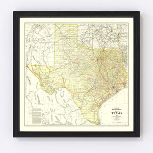 Vintage Railroad Map of Texas 1912