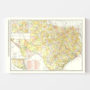 Vintage Map of Texas 1918