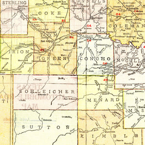 Vintage Map of Texas 1918