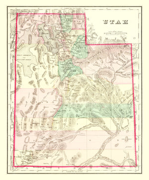 Vintage Map of Utah 1876