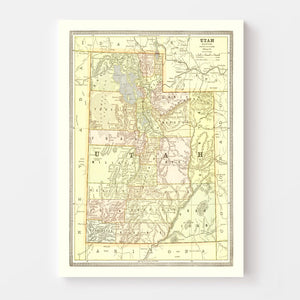 Vintage Map of Utah 1899
