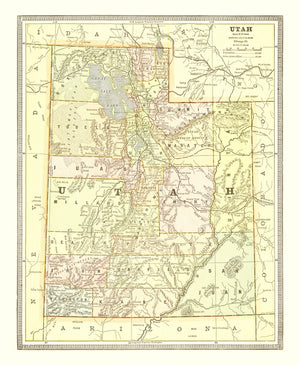 Vintage Map of Utah 1899