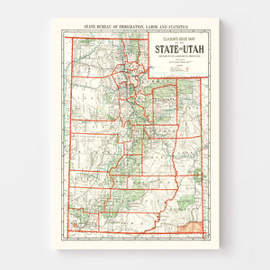 Vintage Map of Utah 1916