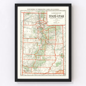 Vintage Map of Utah 1916