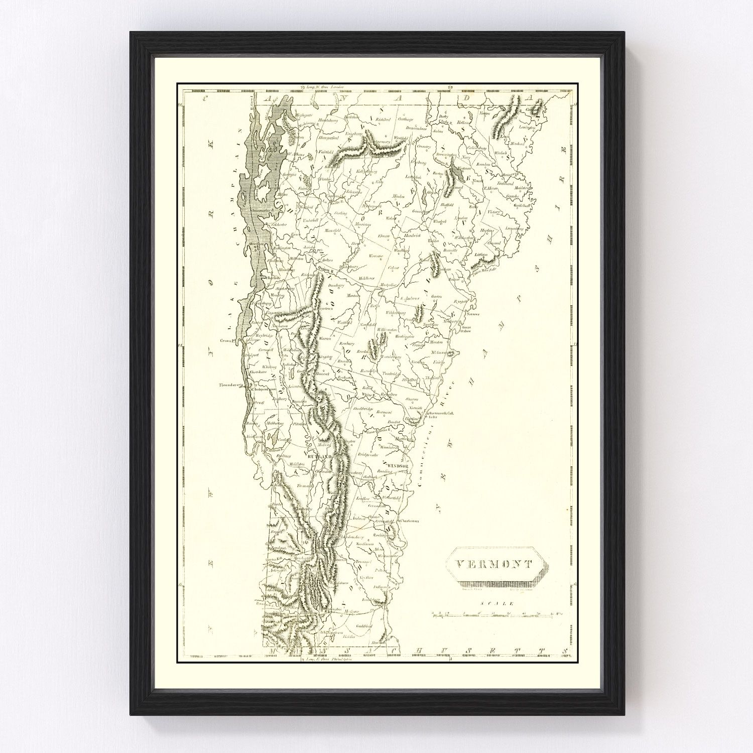 Vintage Map of Vermont 1804