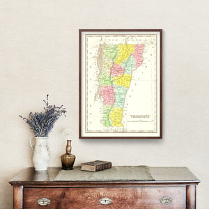 Vintage Map of Vermont 1824