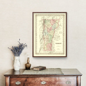 Vintage Map of Vermont 1855