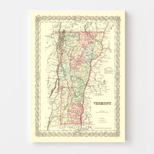 Vintage Map of Vermont 1855