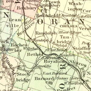Vintage Map of Vermont 1855