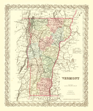 Vintage Map of Vermont 1855