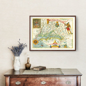 Vintage Map of Virginia 1612