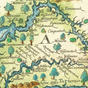 Vintage Map of Virginia 1612