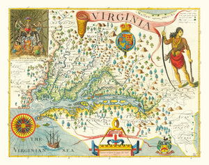 Vintage Map of Virginia 1612
