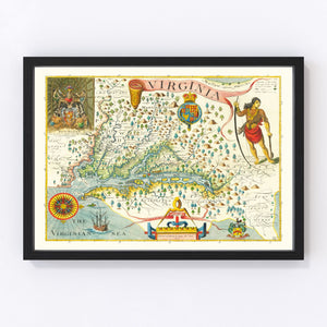 Vintage Map of Virginia 1612