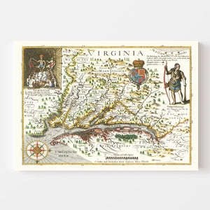 Vintage Map of Virginia 1627