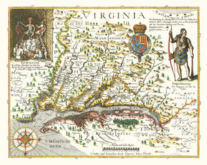 Vintage Map of Virginia 1627