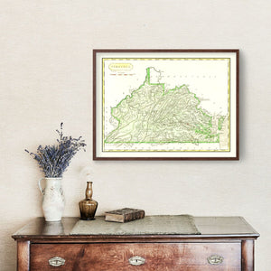 Vintage Map of Virginia 1804