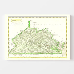 Vintage Map of Virginia 1804