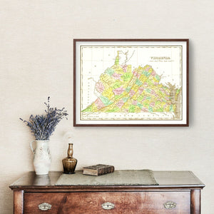 Vintage Map of Virginia 1824