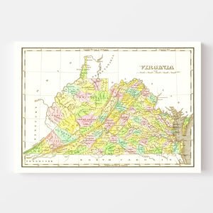 Vintage Map of Virginia 1824