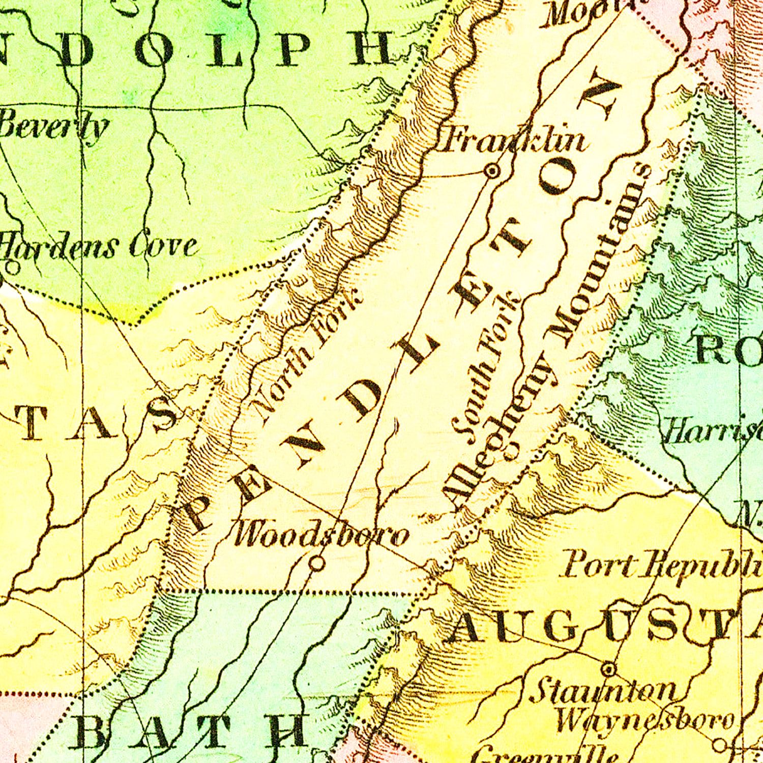Vintage Map of Virginia 1824