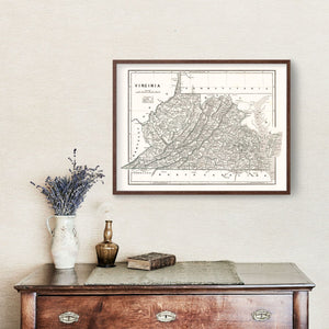 Vintage Map of Virginia 1842