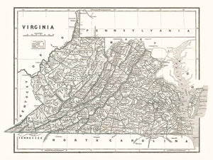 Vintage Map of Virginia 1842