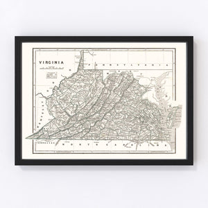 Vintage Map of Virginia 1842
