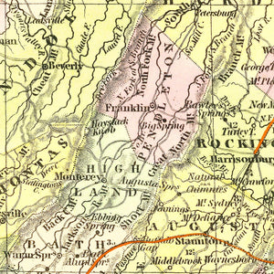 Vintage Map of Virginia 1854