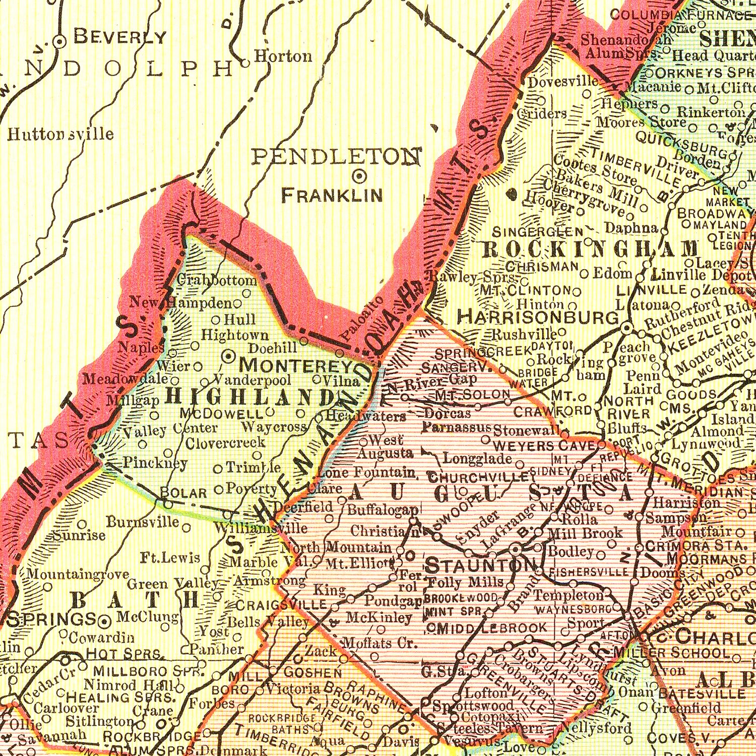 Vintage Map of Virginia 1908