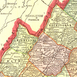 Vintage Map of Virginia 1908