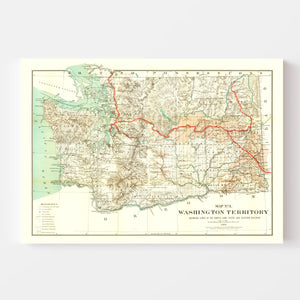 Vintage Map of Washington 1888