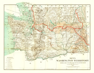 Vintage Map of Washington 1888