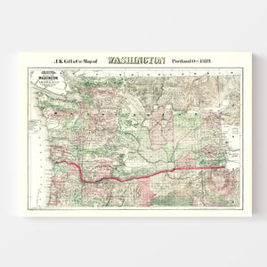 Vintage Map of Washington 1889