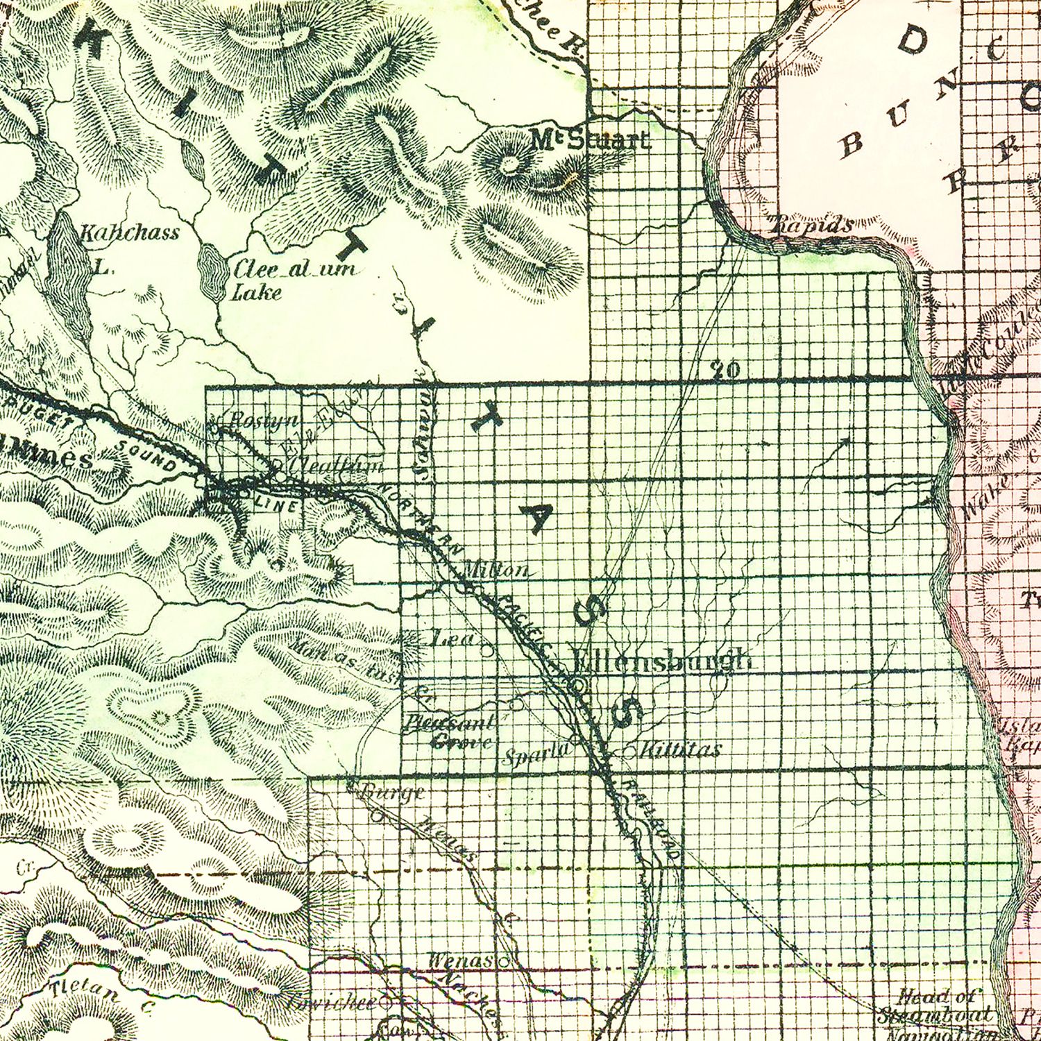 Vintage Map of Washington 1889