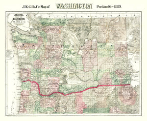 Vintage Map of Washington 1889