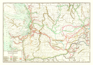 Vintage Railroad Map of Washington 1910