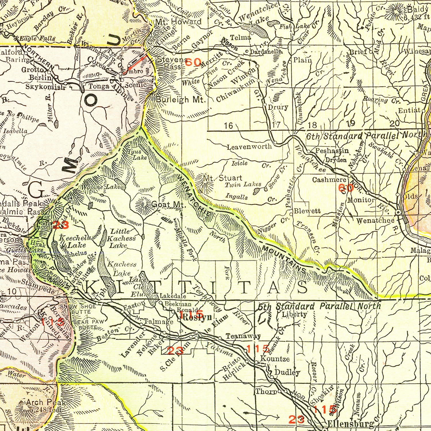 Vintage Map of Washington 1917