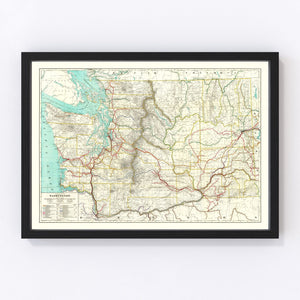Vintage Railroad Map of Washington 1928