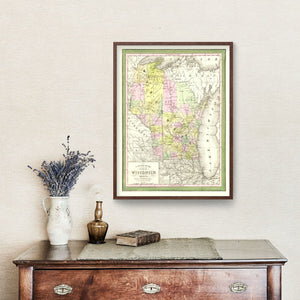 Vintage Map of Wisconsin 1854