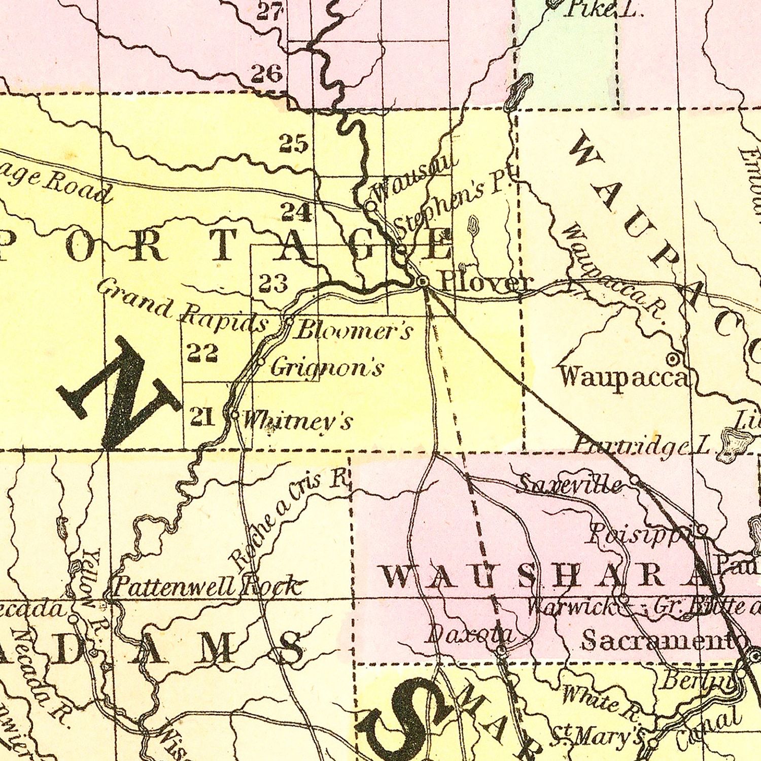 Vintage Map of Wisconsin 1854