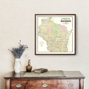 Vintage Railroad Map of Wisconsin 1873