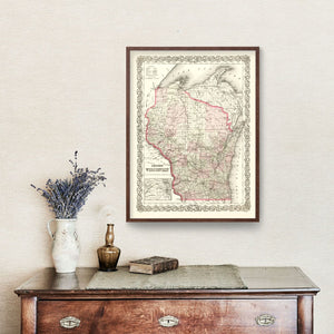 Vintage Map of Wisconsin 1878